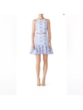Keepsake the Label Wild Things Lace Mini Dress Blue White Small Sleeveless GUC